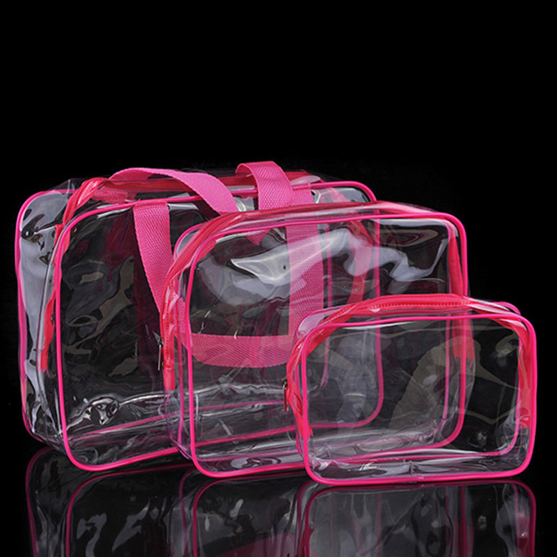 Trousse de toilette de voyage transparente et tendance Amazon S, trois pièces, logo imprimable