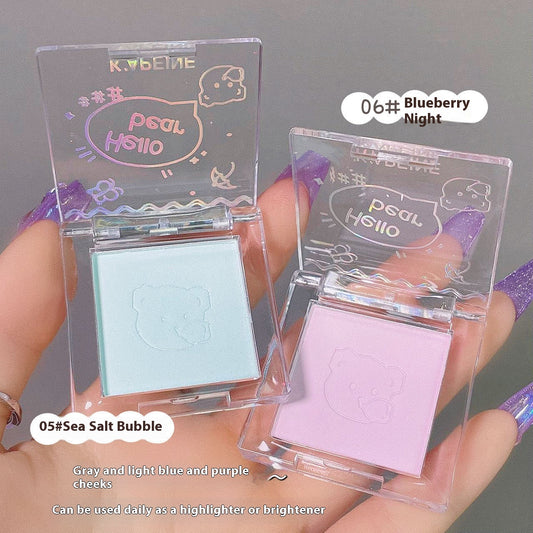Blush monochrome pour menton bleu et violet mat naturel