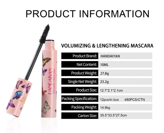 Mascara longue courbure, résistant à l'eau et à la transpiration, sans bavure