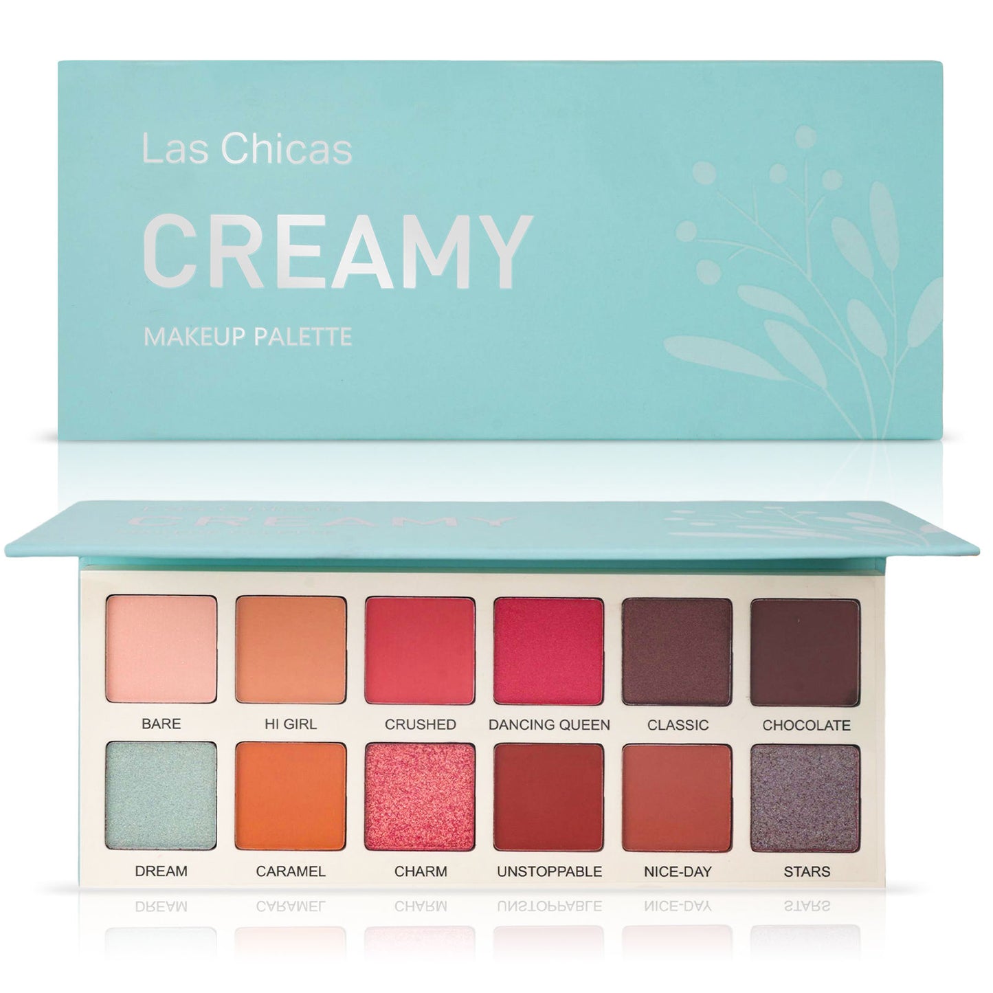 Las Chicas High Pigment Silky Hydroxybenzophenone Non-Vegan Cruelty-Free Cream 12-Color Eyeshadow Palette Makeup Palette