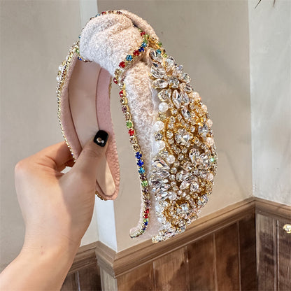 European And American Heavy Industry Rhinestone Knotted Hair Hoop Retro Court