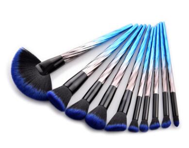 A 10pcs Pro Makeup Brush Set -  Blue Color Family