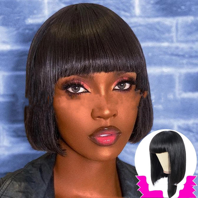 Short Straight Hair, Split Wave Head, Medium Length Light Gold Headgear