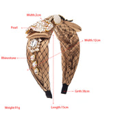 Baroque Fabric Bow Full Diamond Pearl Headband