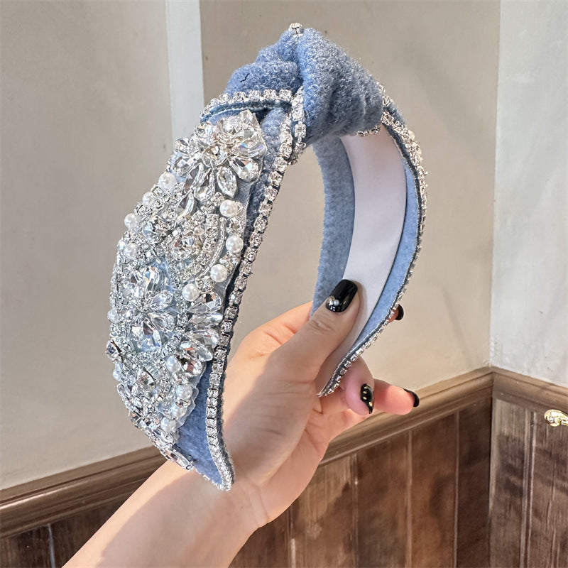 European And American Heavy Industry Rhinestone Knotted Hair Hoop Retro Court