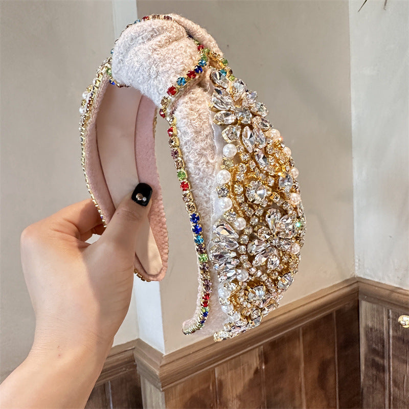 European And American Heavy Industry Rhinestone Knotted Hair Hoop Retro Court