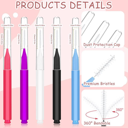 20 50 80 Pcs Micro Eyebrow & Lash Brush Set With Caps. Multifunctional For Brow Lamination, Extensions & Makeup. Includes Spoolies & Angled Brushes In 5 Colors. Ideal For Pros, Beginners & Travel