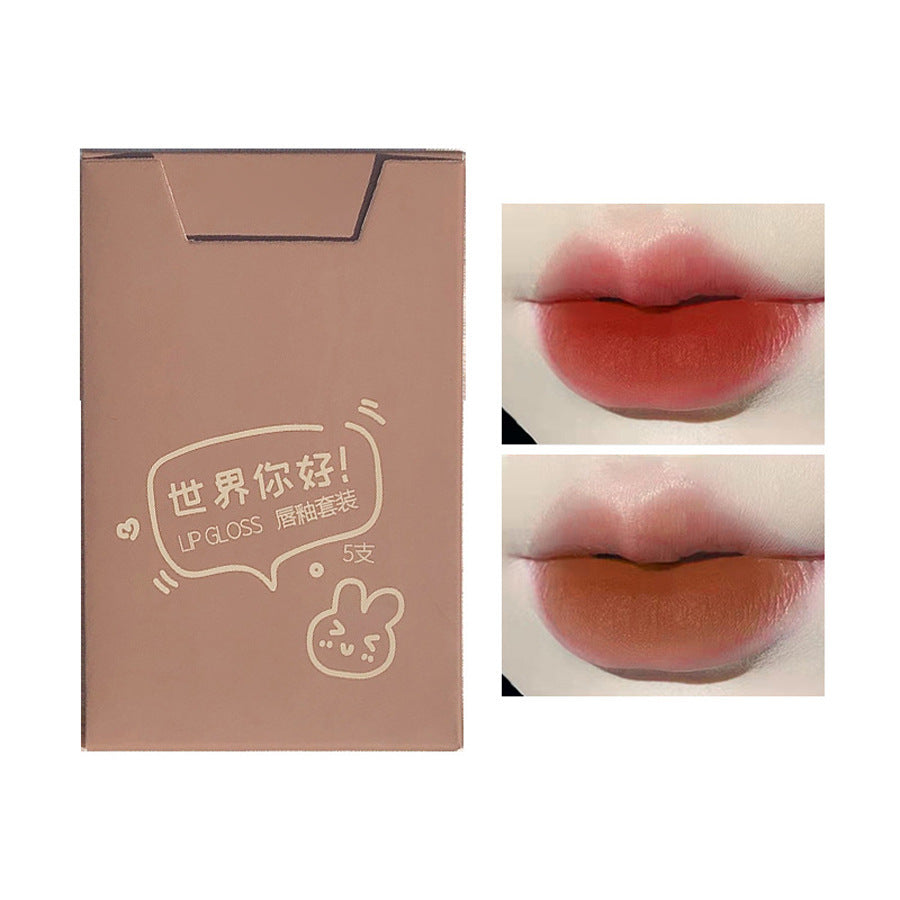 Matte Long-lasting Easy To Color Easy To Match Lip Lacquer 5 Pieces