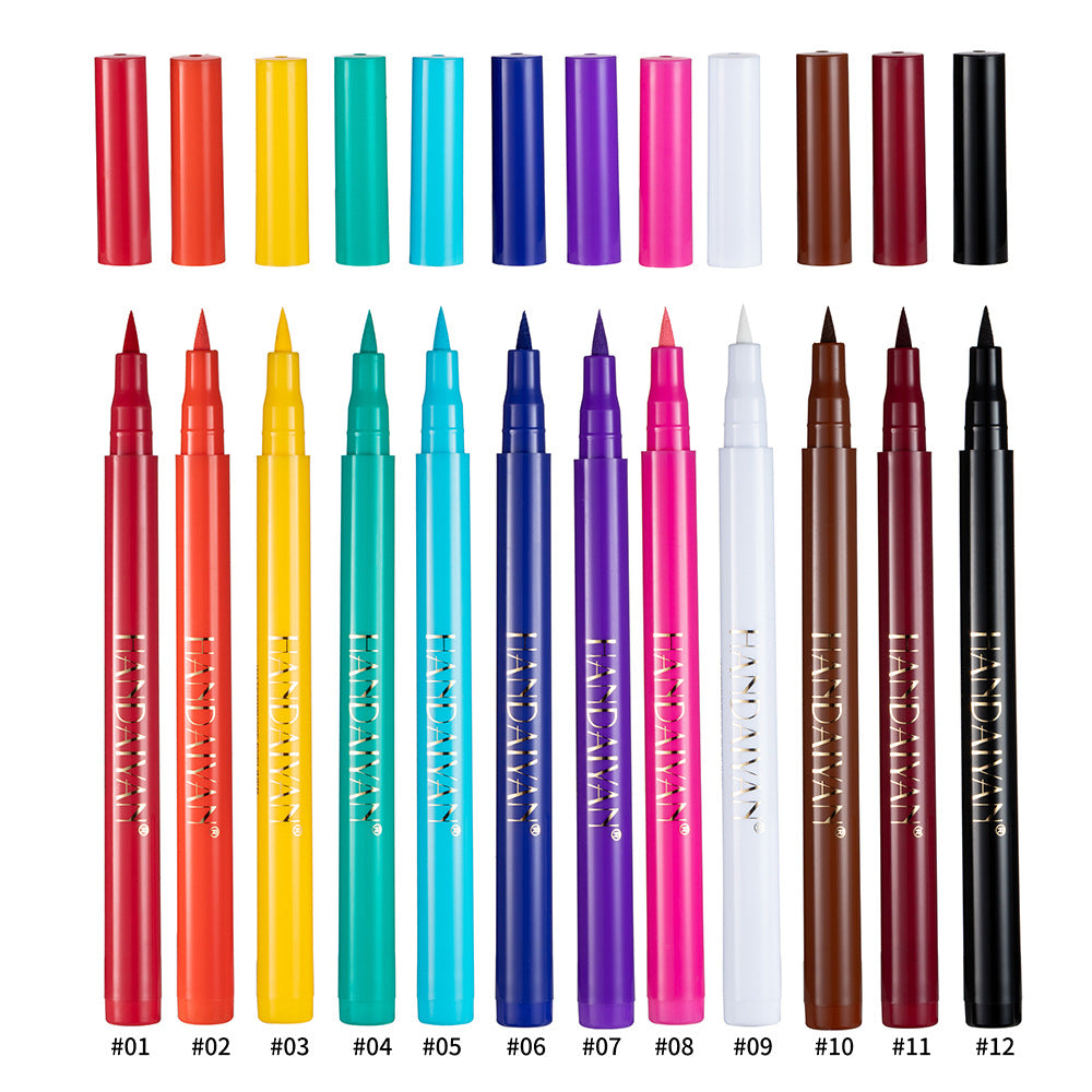 12color Matte Color  Quickdrying And Not Easy To Smudge Liquid Eyeliner Pen