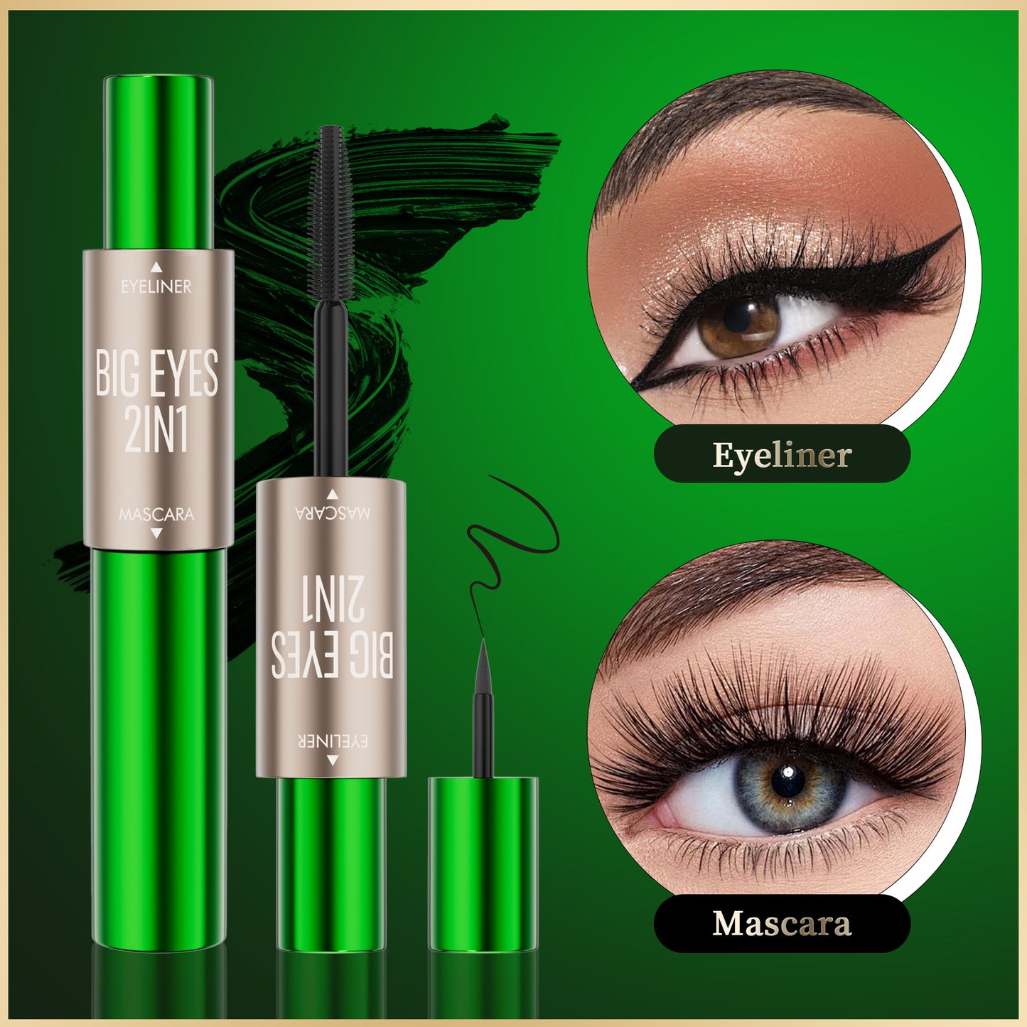 Waterproof Long Curling Two-in-one Mascara Liquid Eyeliner