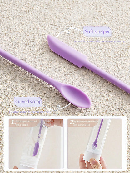 2 In 1 Makeup Silicone Scoop Scraper Set Cosmetic Liquid Foundation Face Cream Spoon Scraping Face Skin Care Tools Wholesale