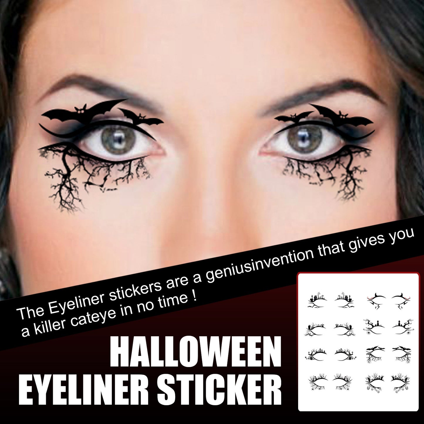 Bat Spider Decorative Eye Shadow Eyeliner Stickers