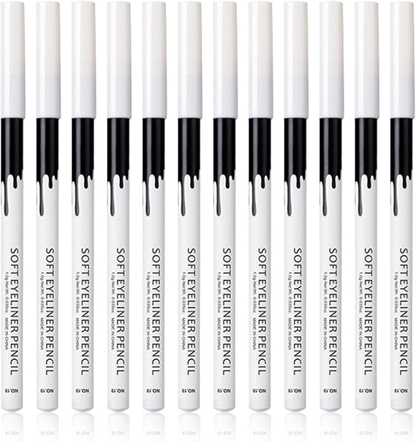 12 Piece White And Black Eyeliner Pencil Set  For Eyebrows, Eyeshadow And Lips. Includes Sharpener. Waterproof , Long-lasting