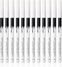 12 Piece White And Black Eyeliner Pencil Set  For Eyebrows, Eyeshadow And Lips. Includes Sharpener. Waterproof , Long-lasting