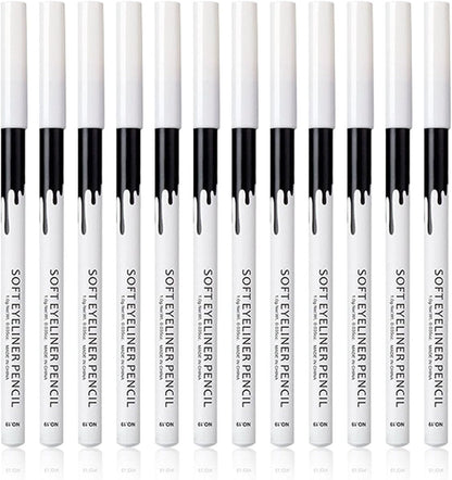 12 Piece White And Black Eyeliner Pencil Set  For Eyebrows, Eyeshadow And Lips. Includes Sharpener. Waterproof , Long-lasting