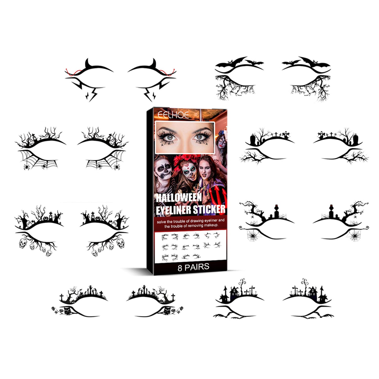 Bat Spider Decorative Eye Shadow Eyeliner Stickers