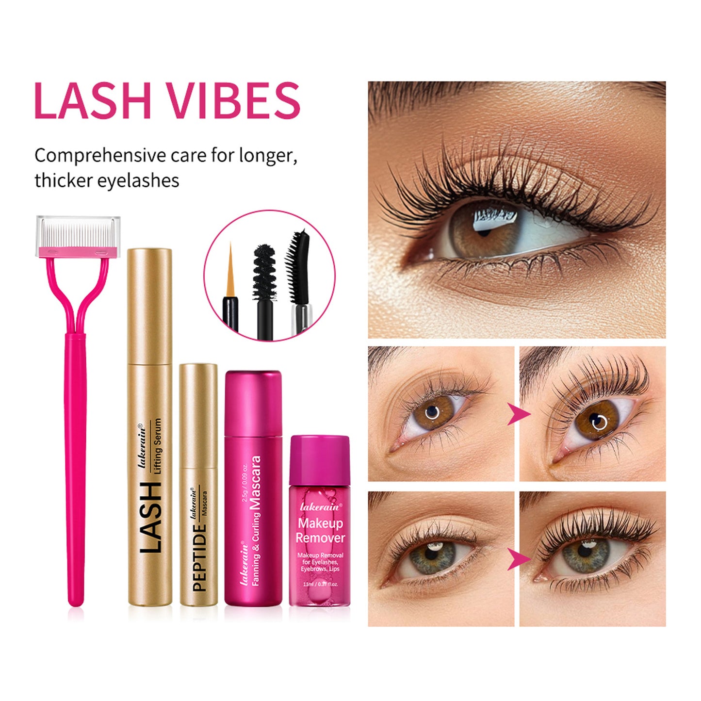 Long Curling Eyelash Peptide Mascara Eye And Lip Cleansing Water Suit