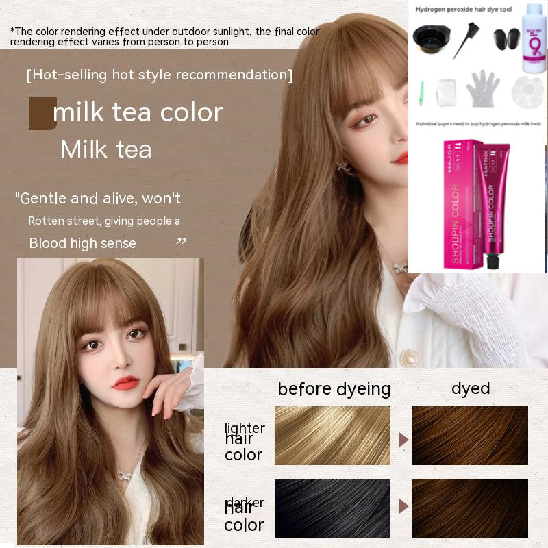 Ammonia-free Hair Color Paste Monochrome Paste Cover White Hair Multi-segment Color One-step Black Tea Gray Blue Black Hair Dye