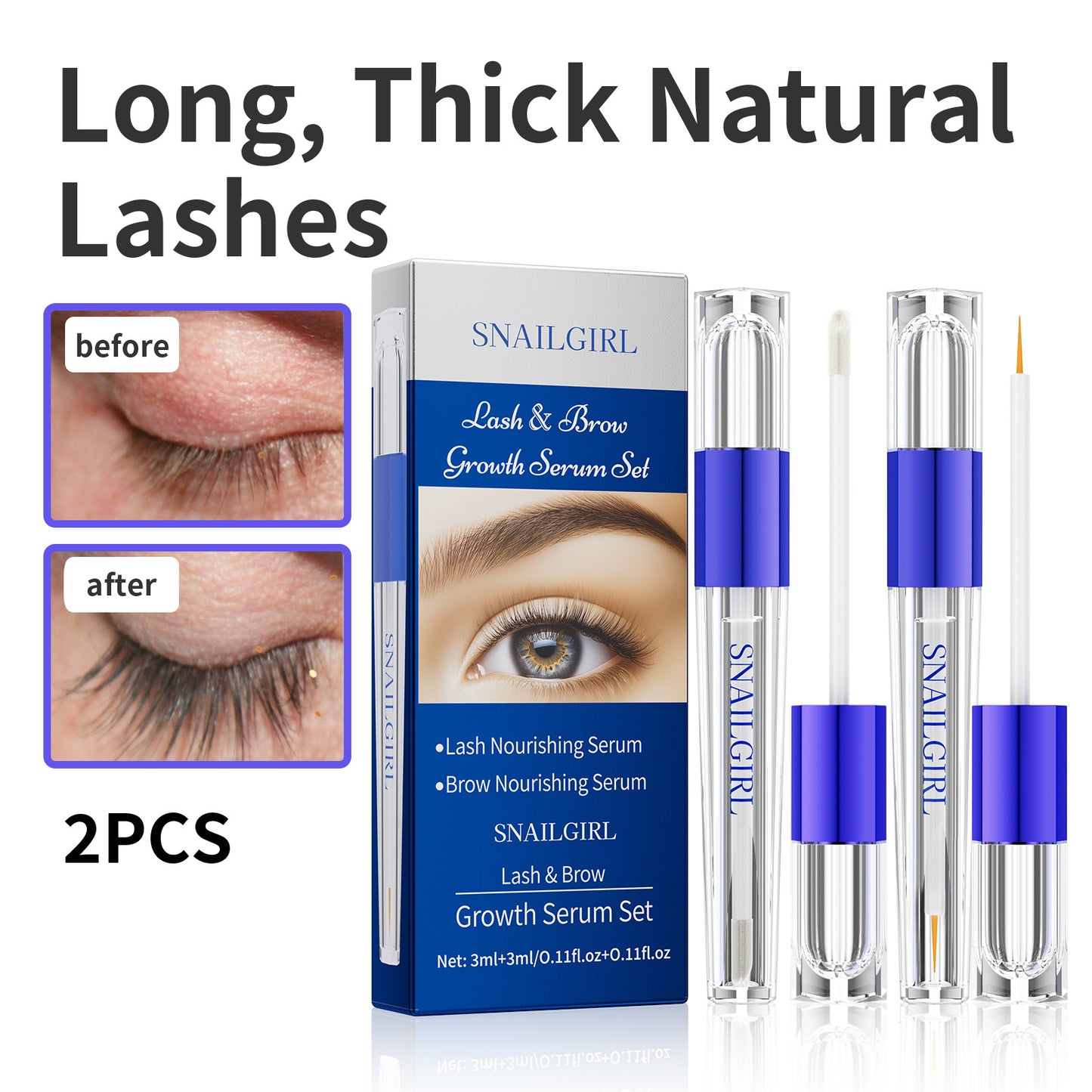 SNAILGIRL New Cross-border Hot Eyebrow Eyelashes 2 Pack Care Solution