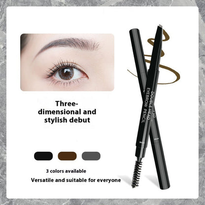 Waterproof And Sweat-proof Long-lasting Smudge-free Double-headed Automatically Rotate Eyebrow Pencil