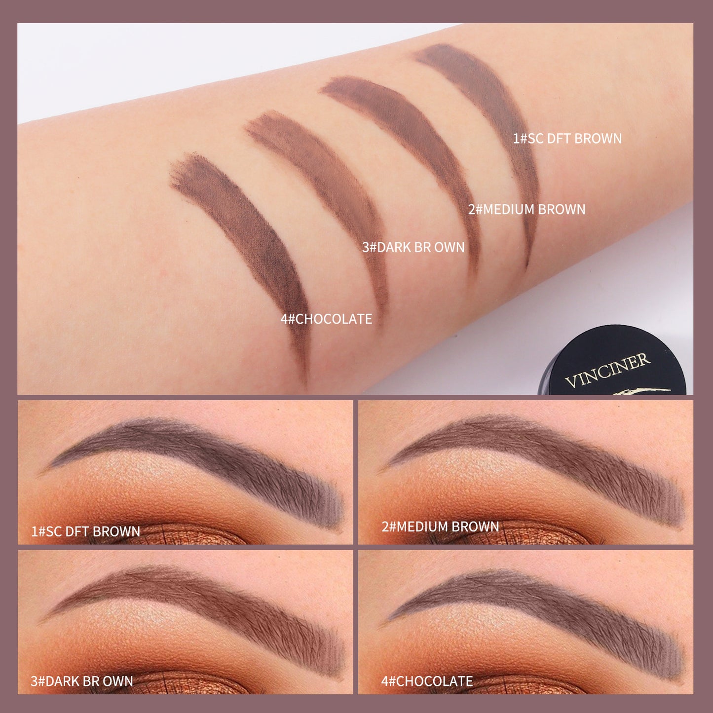 4 Colors Waterproof Discoloration Resistant Eyebrow Cream Long Lasting