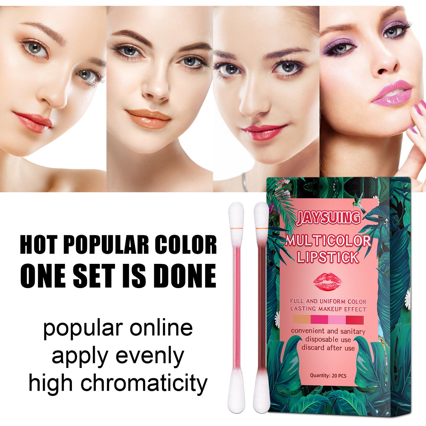 Cotton Swab Lipstick Lip Gloss Ladies Durable Matte Cigarette Box Portable Creative Non Fading Lip Glaze