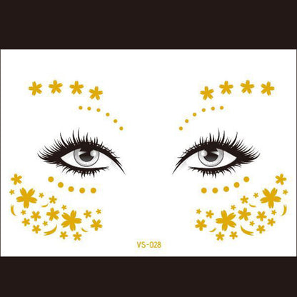 Red Gold Star Pattern Clavicle Tattoo Sticker Long Lasting Waterproof