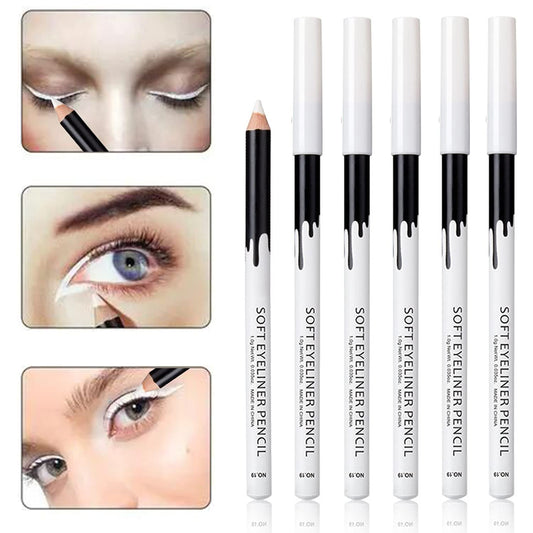 12 Piece White And Black Eyeliner Pencil Set  For Eyebrows, Eyeshadow And Lips. Includes Sharpener. Waterproof , Long-lasting