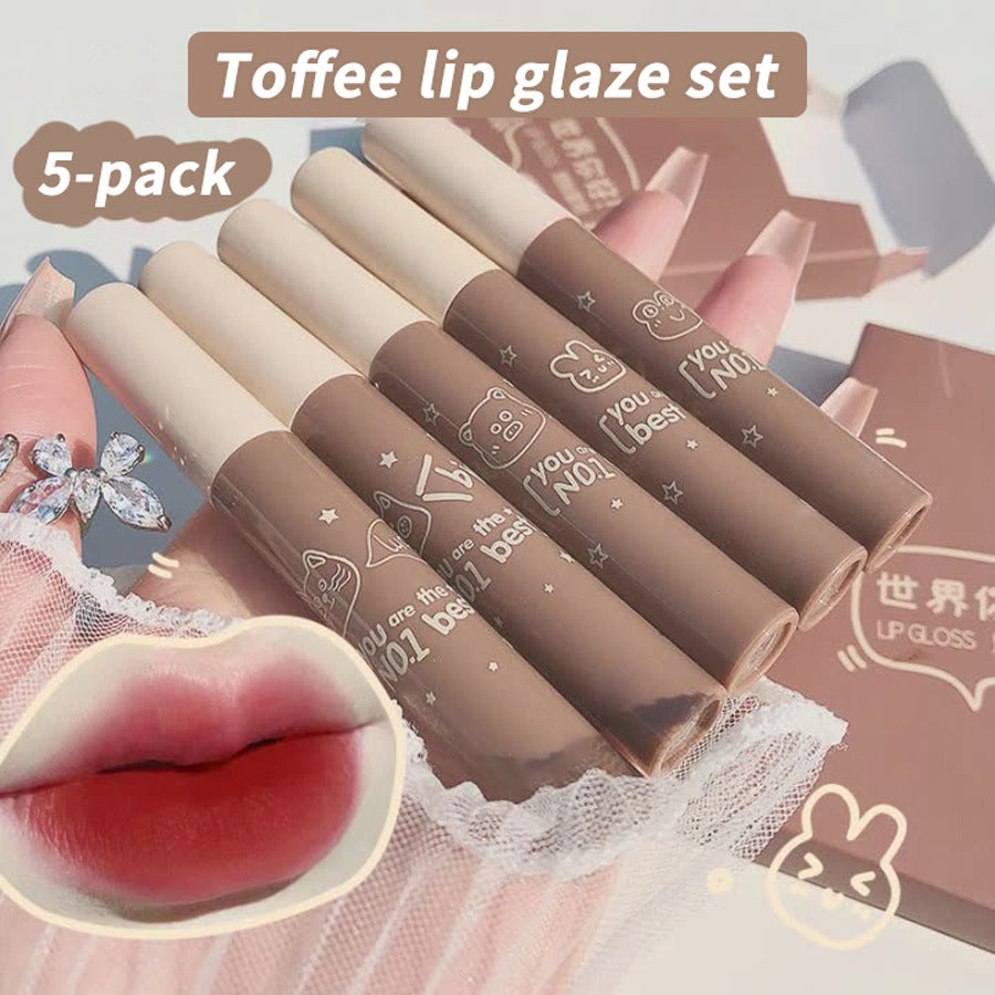 Matte Long-lasting Easy To Color Easy To Match Lip Lacquer 5 Pieces