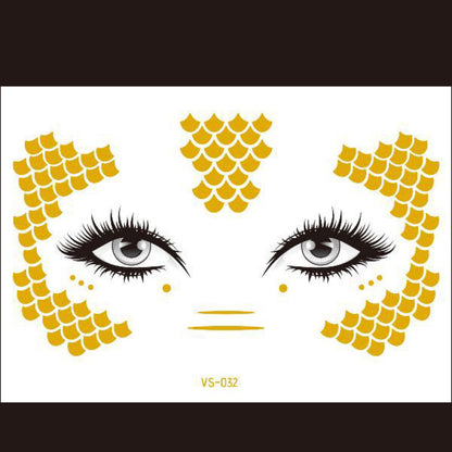 Red Gold Star Pattern Clavicle Tattoo Sticker Long Lasting Waterproof