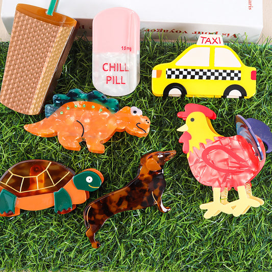 Car Turtle Dinosaur Sausage Dog Barrettes Female