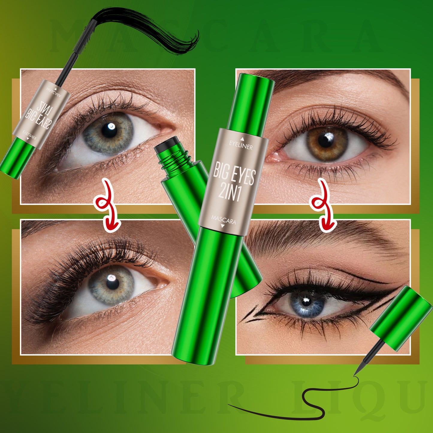 Waterproof Long Curling Two-in-one Mascara Liquid Eyeliner