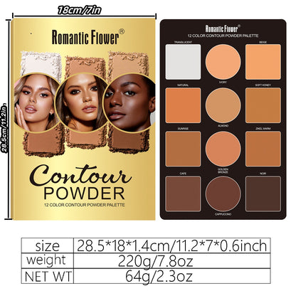 12 Colors Powder Makeup Contour Compact Concealer Highlight Brightening