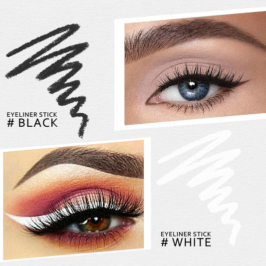 12 Piece White And Black Eyeliner Pencil Set  For Eyebrows, Eyeshadow And Lips. Includes Sharpener. Waterproof , Long-lasting