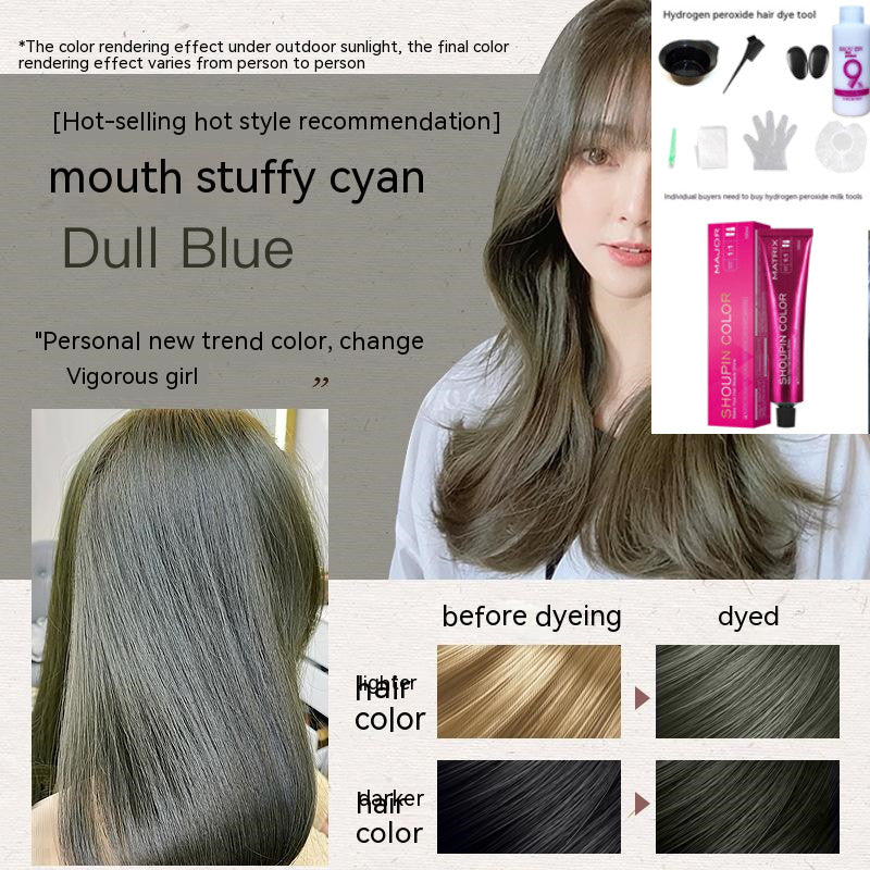 Ammonia-free Hair Color Paste Monochrome Paste Cover White Hair Multi-segment Color One-step Black Tea Gray Blue Black Hair Dye