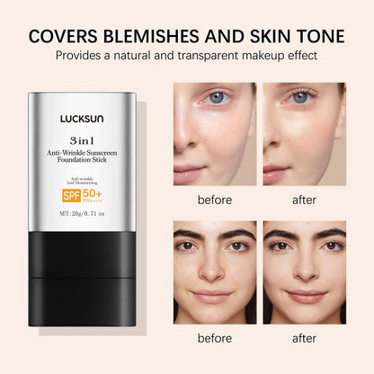 Three-in-one Anti-wrinkle Natural Long Lasting Concealer UV Protection Foundation Cream