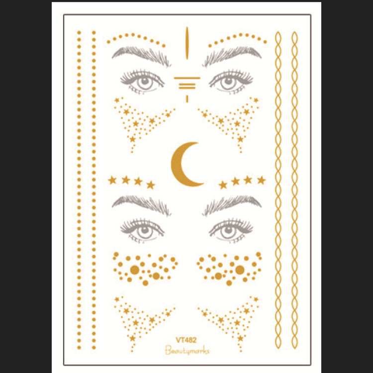 Red Gold Star Pattern Clavicle Tattoo Sticker Long Lasting Waterproof