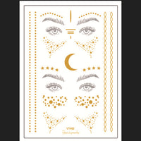 Red Gold Star Pattern Clavicle Tattoo Sticker Long Lasting Waterproof