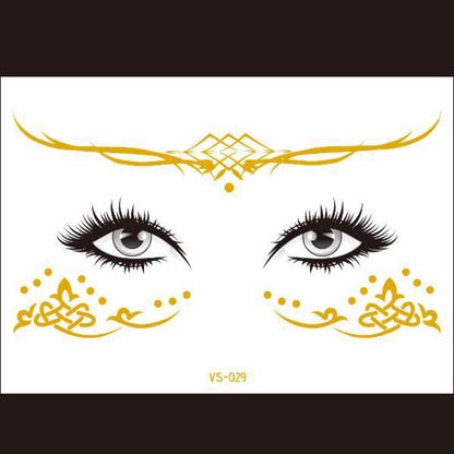 Red Gold Star Pattern Clavicle Tattoo Sticker Long Lasting Waterproof