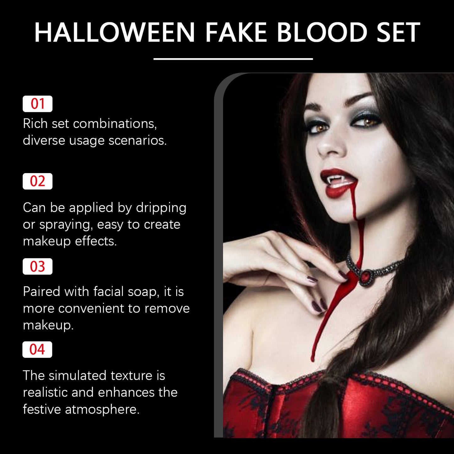 3-piece Set Washable Simulation Fake Blood Filming Horror Realistic Special Effects Makeup Set