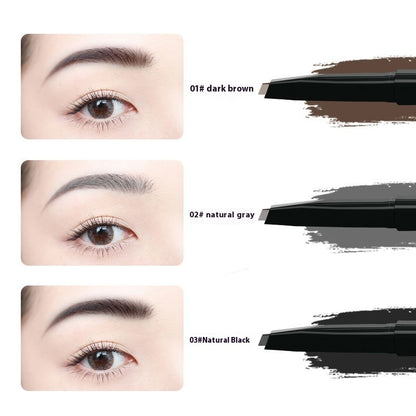 Waterproof And Sweat-proof Long-lasting Smudge-free Double-headed Automatically Rotate Eyebrow Pencil