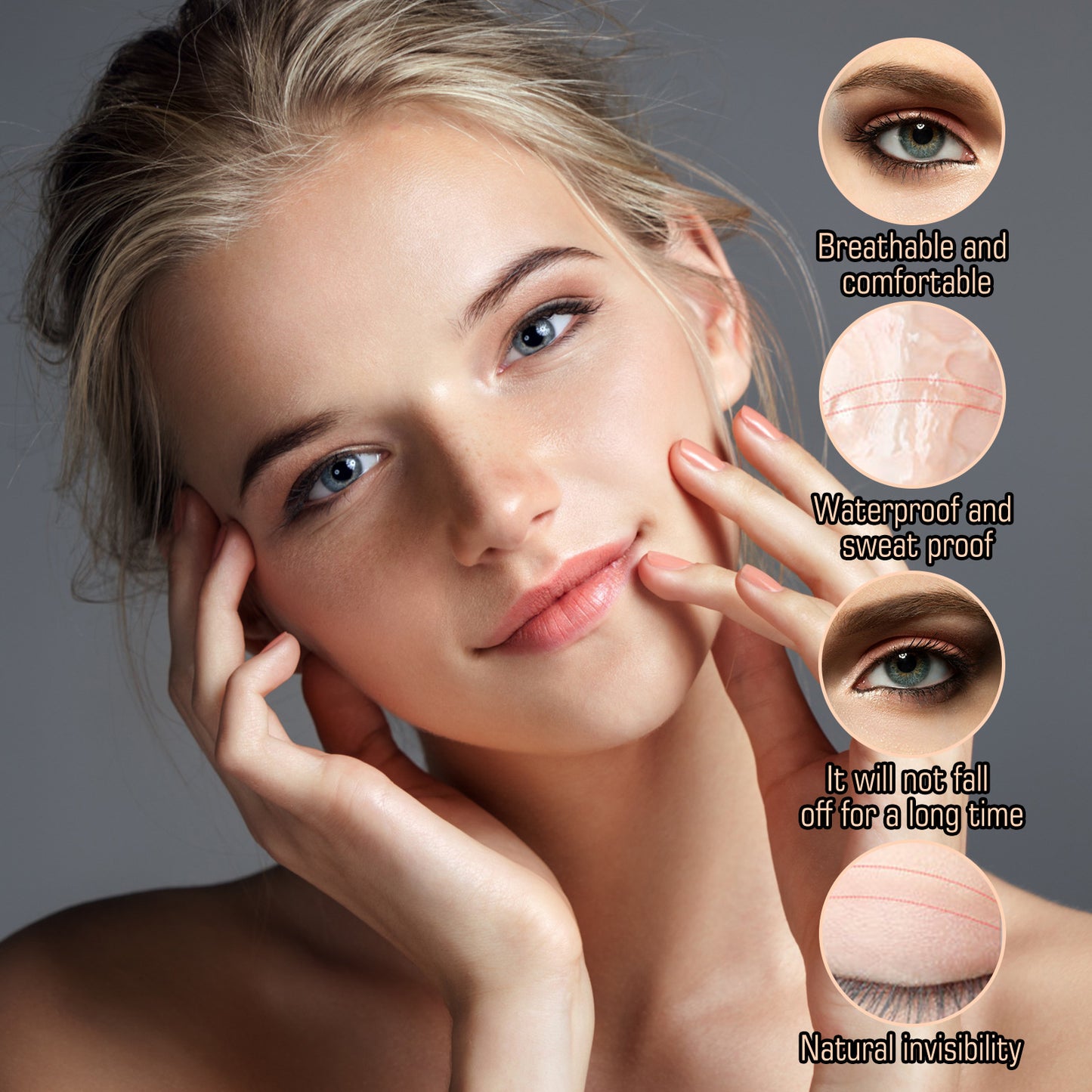 Jaysuing Double Eyelid Stickers Glue-free Immediately Stick To Water Seamless Invisible