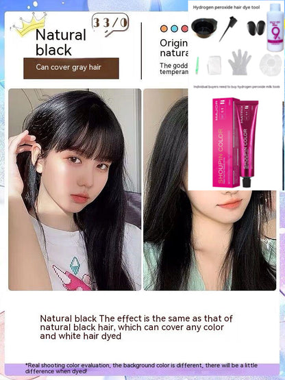 Ammonia-free Hair Color Paste Monochrome Paste Cover White Hair Multi-segment Color One-step Black Tea Gray Blue Black Hair Dye