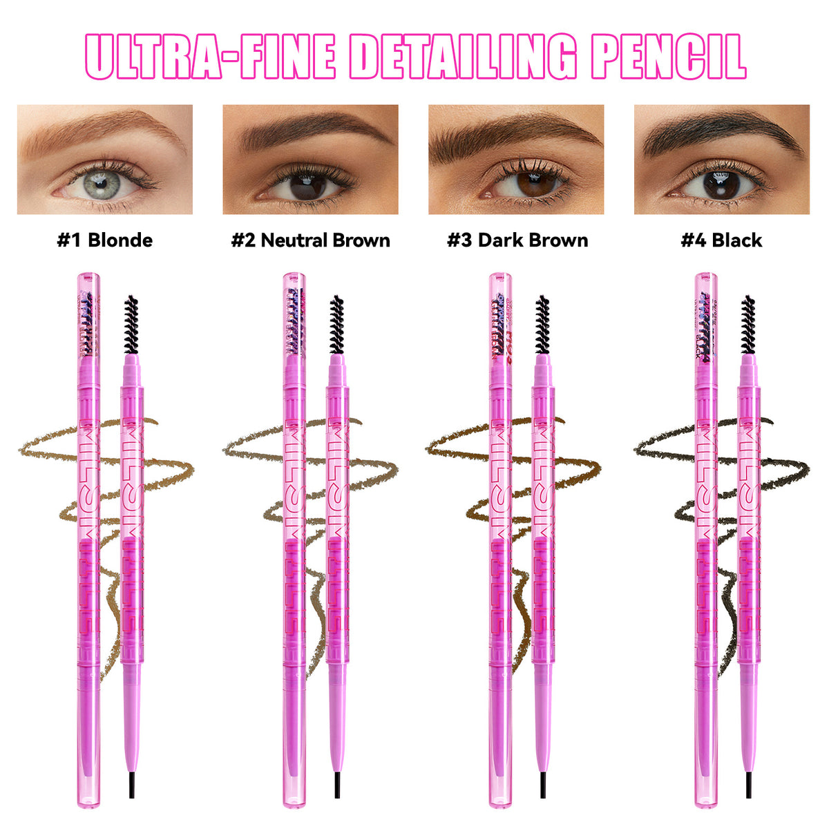 4-color Double-headed Eyebrow Pencil Waterproof And Sweat-proof Long-lasting