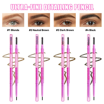 4-color Double-headed Eyebrow Pencil Waterproof And Sweat-proof Long-lasting