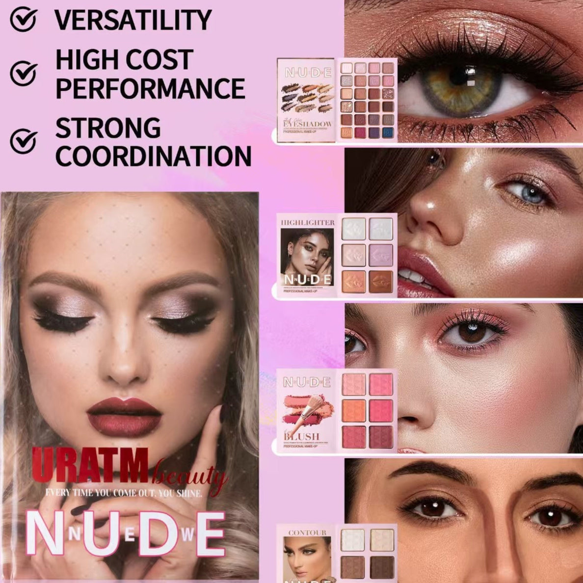 Multifunctional Eye Shadow Plate Matte Shimmer Blush Highlight Integrated