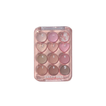 Makeup SWEET MINT Twelve-color Love Heart Eye Shadow Plate Beginner