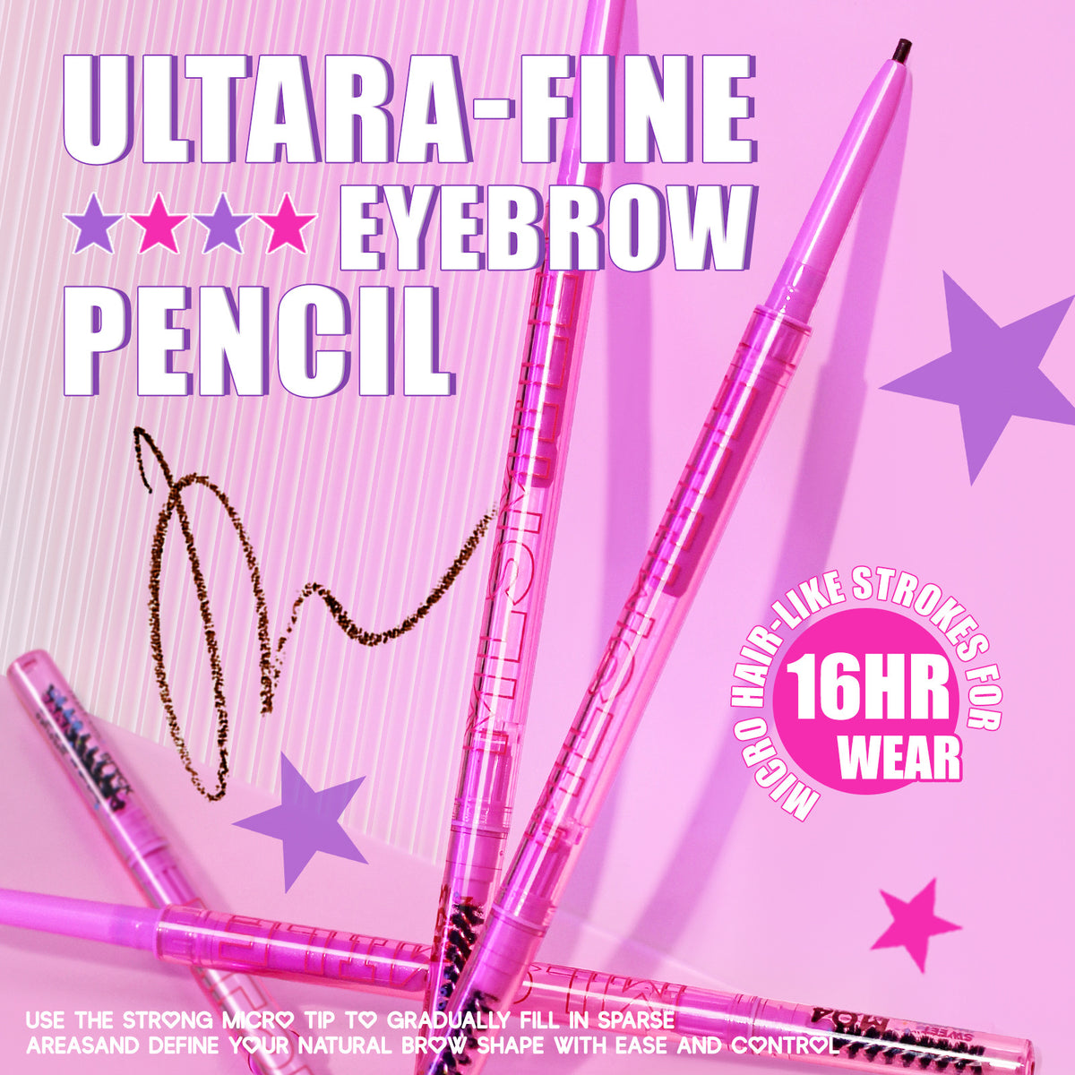 4-color Double-headed Eyebrow Pencil Waterproof And Sweat-proof Long-lasting