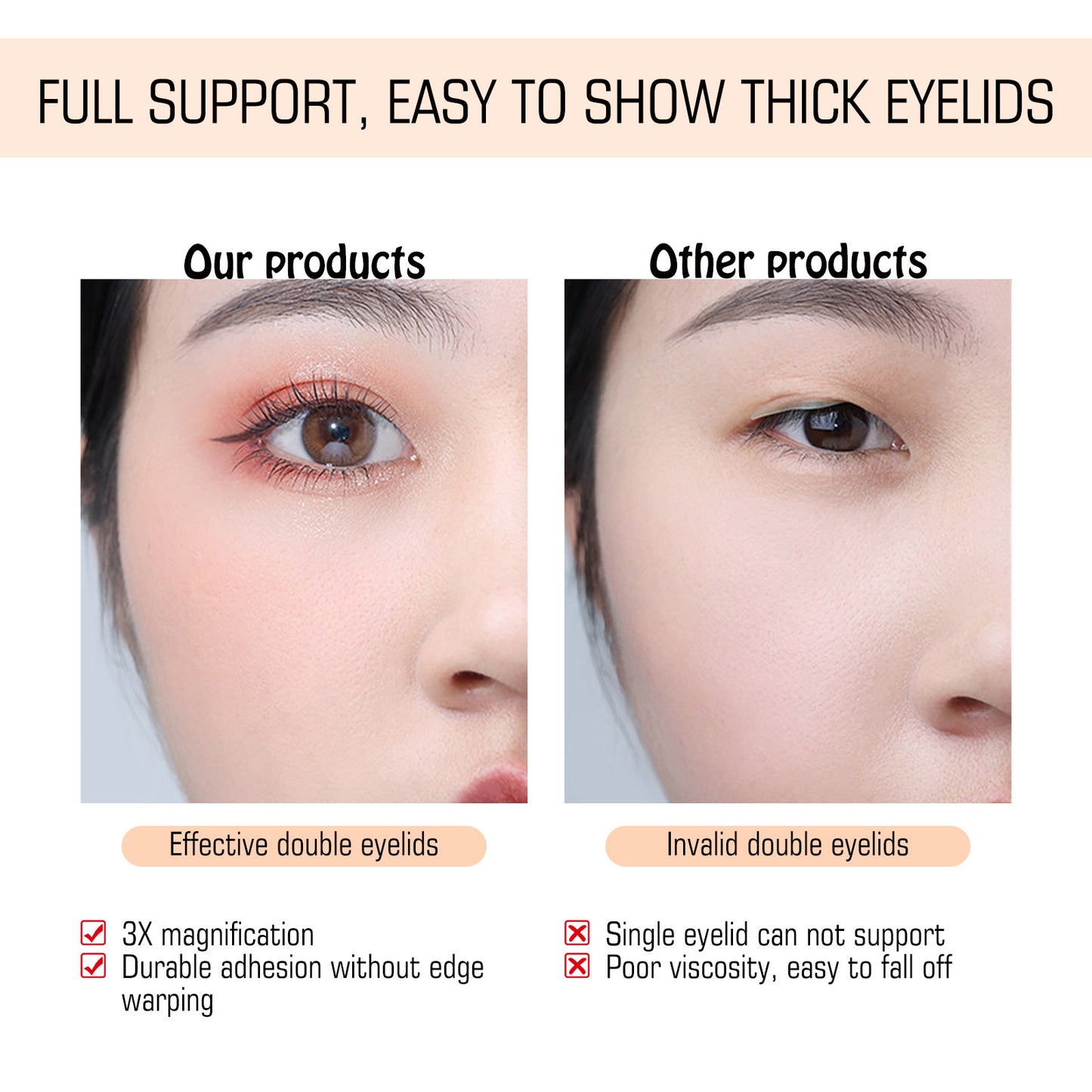 Jaysuing Double Eyelid Stickers Glue-free Immediately Stick To Water Seamless Invisible