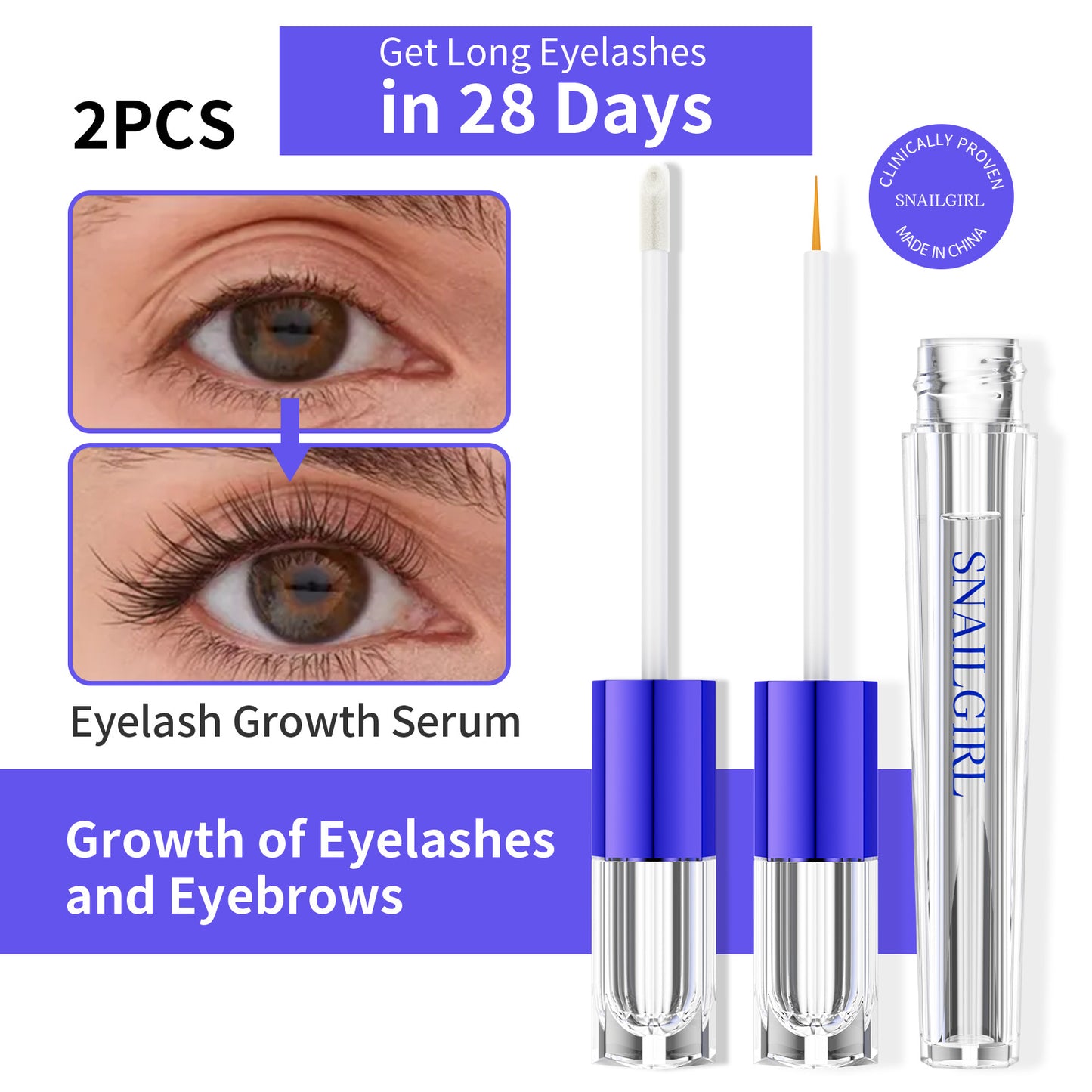 SNAILGIRL New Cross-border Hot Eyebrow Eyelashes 2 Pack Care Solution